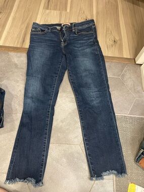 7 For All Mankind Indigo Straight-Leg Jeans with Frayed Hem
